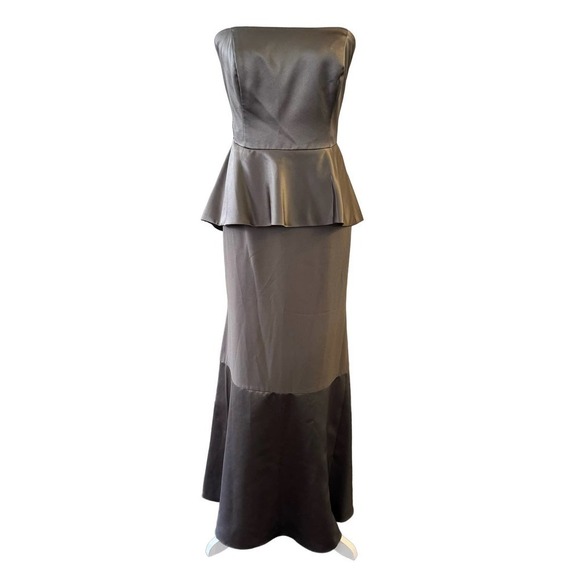 White by Vera Wang Dresses & Skirts - White by Vera Wang Silver Peplum Strapless Maxi Gown Dress Size 12